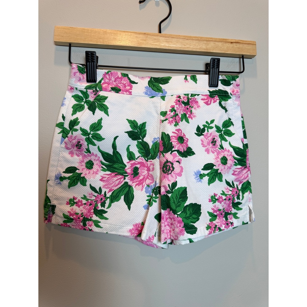 Janie and Jack Girls 8 Floral Pique Cotton Shorts White Pink Green Spring Preppy